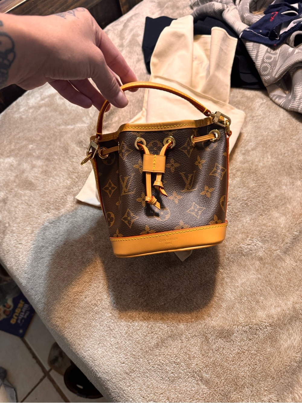 Louis Vuitton nano noe bucket bag. Dust bag included.